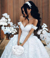 Haohao White Ivory Lace Wedding Dresses Elegant Off Shoulder Arabic A Line Appliques Ruched Long Train Bridal Gowns