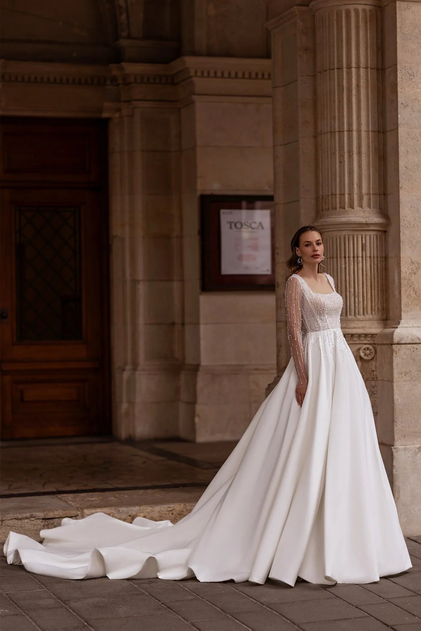 Square Neck Wedding Dress Bow Court Train Dress Satin Mermaid Princess Vestido De Novia Modern Gown