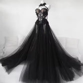 Amanda Luxury Black vestidos de noche Halter Neck Tulle Prom Dresses Elegant Sleeveless Floor-Length Side Split Formal Evening