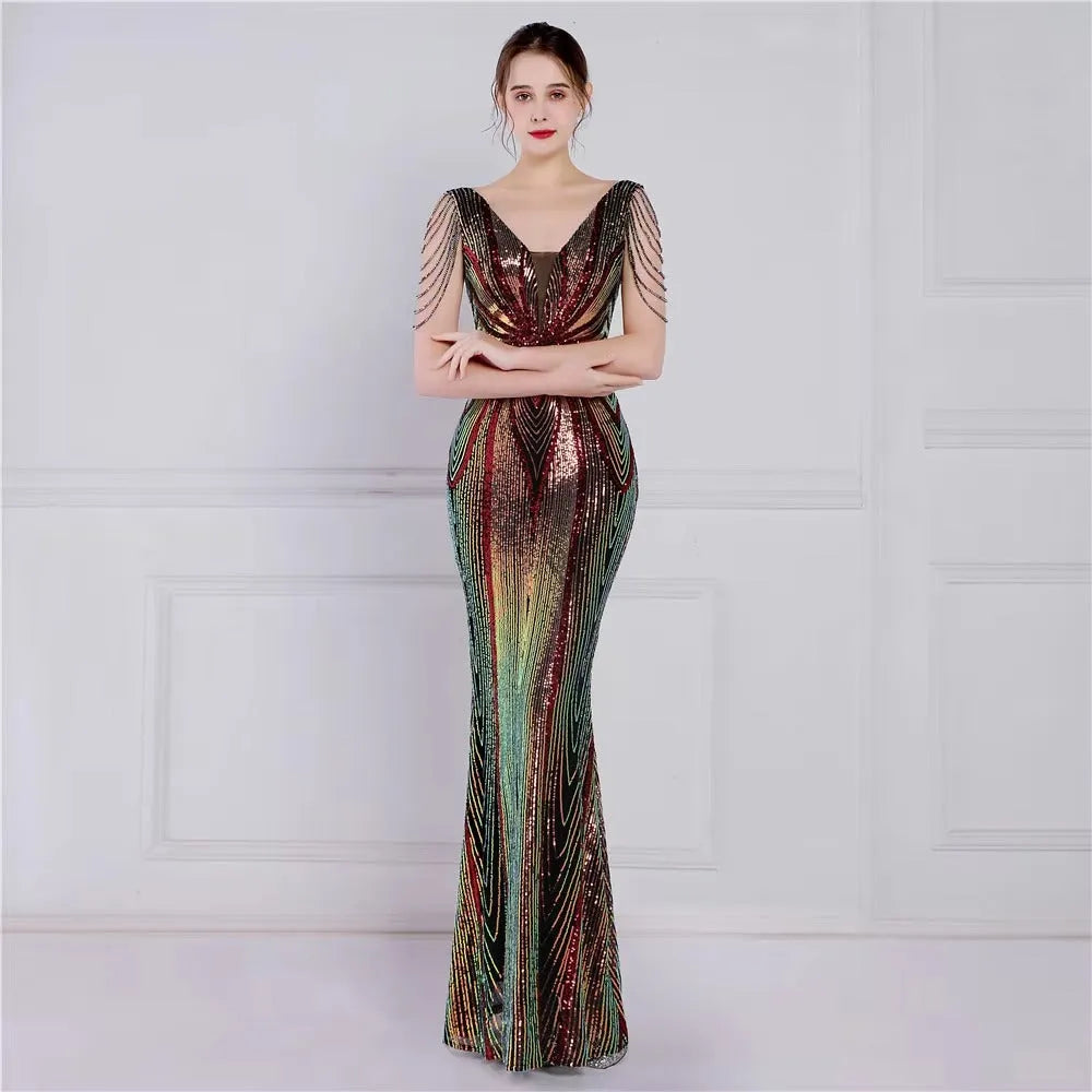 Sexy black white maxi sequin summer dress women elegant birthday party long dresses luxury formal prom evening dresses vestidos