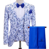Gwenhwyfar Luxury Orchid Pattern Men's Wedding Suits 2021New Gentlemen Tuxedo Peaked Lapel Jacket Double Breasted Vest Slim Pant
