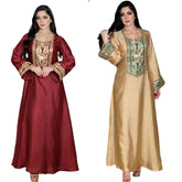Vintage Ethnic Embroidered Abaya Dress for Women Autumn 2021 Middle East Dubai Arabic Oman Kuwait Moroccan Kaftan Muslim Clothes