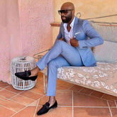 Casual Blue Business Notched Lapel Men Suits for Wedding Suits Man Tuxedos Slim Fit Terno Masculino 2 Pieces (Jacket+Pants) Custom color