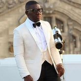 Floral Groom Tuxedos for Wedding Slim Fit Men Suits Custom Shawl Lapel Prom Dinner Best Man Costume ( Jacket+Pants+Vest)