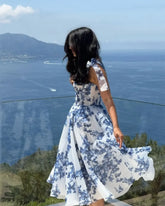 Pink Skyblue Color Women Sleeveless Square Collar A-Line Long Maxi Dress Celebrate Summer Vacation Beach Style Birthday Dress