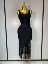 2025 New Fashion Crystal Tassel Temperament Suspender Bodycon Bandage Dress Sexy Midi Evening Party Birthday Dresses Vestidos