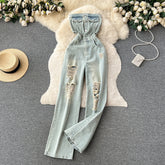 Hole Denim Jumpsuits Pure Desire Style Jumpsuit Woman Hollow Out Waist Women Pants 2025 Summer One Pieces Sexy Ropa Mujer