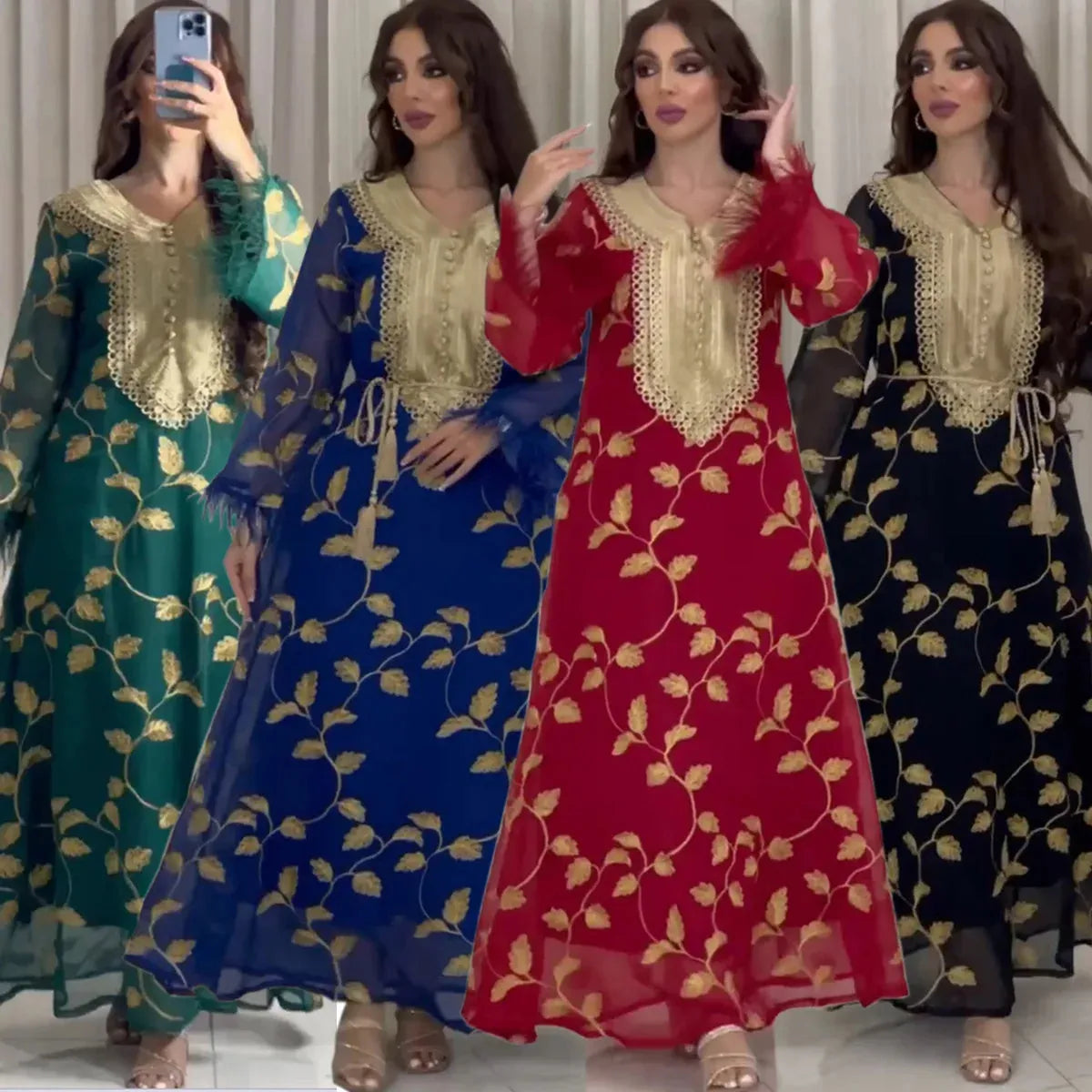 Abaya For Ramadan Gurban Festival Arab Dubai Embroiled Decal Dress Museum Waist Robe Muslim Middle East Abaya Women Clothing