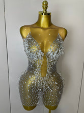 Stock 2025Women Luxury Sexy Mesh Crystal Diamonds Mini Dress Birthday Party Costume Nightclub Stage Performance Singer Outfit