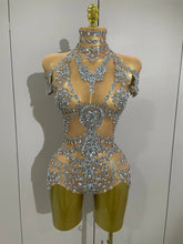 2025Stage Costume Luxury Rhinestones Sexy See-Through Sheath Bodysuit Evening Party Bar Nightclub Singer Dancer Performance Wear