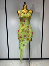 Women Sexy Mesh See Through Stretch Sparkly Rhinestone Performance Costume Stage Dancer Nightclub Party Luxury Birthday Dress