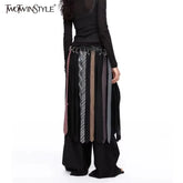 TWOTWINSTYLE colorblock fashion spliced Leather belt for women patchwork necktie Luxurious belts female Accessories style new