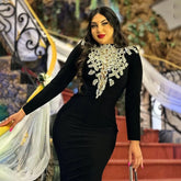 Top Quality Sparkly Crystal Women Long Sleeve Sexy O-Neck Bodycon Long Bandage Dress Celebrate Elegant Evening Party Outfit