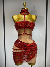 Sparkly Red Rhinestone Mini Dress Womer Sexy Mesh Birthday Wedding Party Prom Gowns Drag Queen Costume Singer Stage Outfit