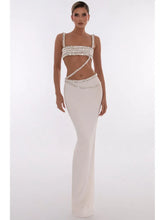 Women Summer Celebrity Sexy Beading Split Maxi Long White Bandage Skirt Set 2024 Knitted Elegant Evening Club Party Clothing