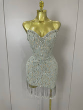 Luxury Sparkle Diamond Tassel Halter Cocktail Dress 2025 Women Elegant Evening Formal Gowns Wedding Party Dresses Stage Costumes