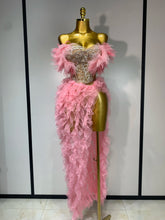 Women Sexy Strapless Ruffles two Pieces Set Bodycon Long Dress High Split Fashion Nightclub Party Birthday Singer Stage Outfit