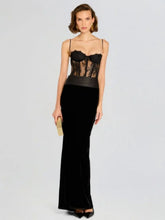 Black Color Women Sleeveless Sexy Strap Lace Bodycon Long Dress Valentine's Day Celebrate Birthday Vacation Outfit Vestido