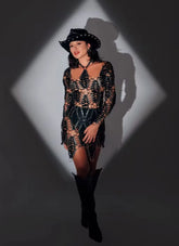 Black Color Women Sexy Halter Off the Shoulder Backless Knit Bodycon Mini Dress Celebrate Performance Costume Stage Wear