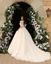 Sexy Beautiful Wedding Dresses Fascinating Exquisite Lace Applique Fluffy Long Sleeves Princess Style Mopping Bridal Gown