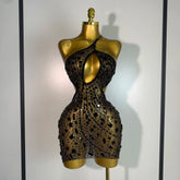 Arrival Women 2025 Sexy Backless Hollow Out Diamond Evening Prom Gown Birthday Luxury Celebrate Stage Nightclub Outfit