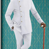 White Color African Design Suits for Men 2 Pieces Set Cool Man Traditional Clothing for Party Jacket+Pants