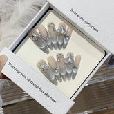 Light Luxury Handmade Long Stiletto Almond Nails Full Cover Cat Eye Rhinestone Press on Nails Art Wearable Artificial Manicure