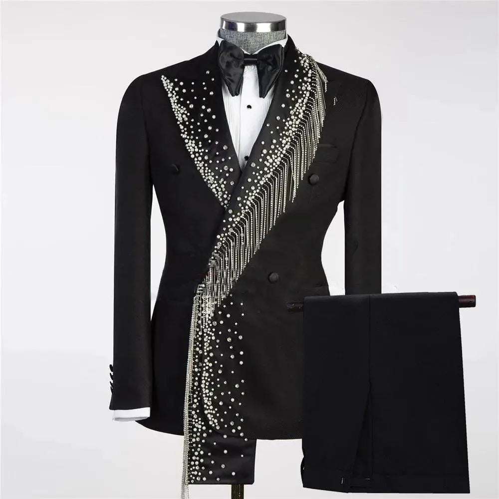 Blazer Suit For Men 2 Piece Outfit Set Suits High Quality 2024 Pants Mens Clothing Wedding Tuxedo Jackets Designer Clothes Black black