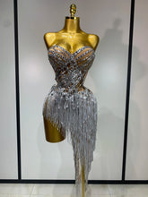 Women Sexy Singer Dancer Performan Costume Nightclub Bar Girl Sparkly Diamond Tassel Two Piece Set Evening Party Outfit