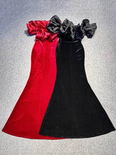 Black Winered Color Women Sexy Off the Shoulder Ruffles Bodycon Velvet Maxi Dress Wedding Party Mermaid Cocktail Outfit