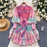 Summer Chiffon Dress Women Sexy Floral Print Ruffle Bandage Holiday Beach Sundress Casual Pink Halter A-line Short Dresses