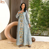 2025 Arabic Sequin Embroidery Abaya Dress for Woman Eid Caftan Marocain Dresses White Muslim Ramadan Islamic Clothes