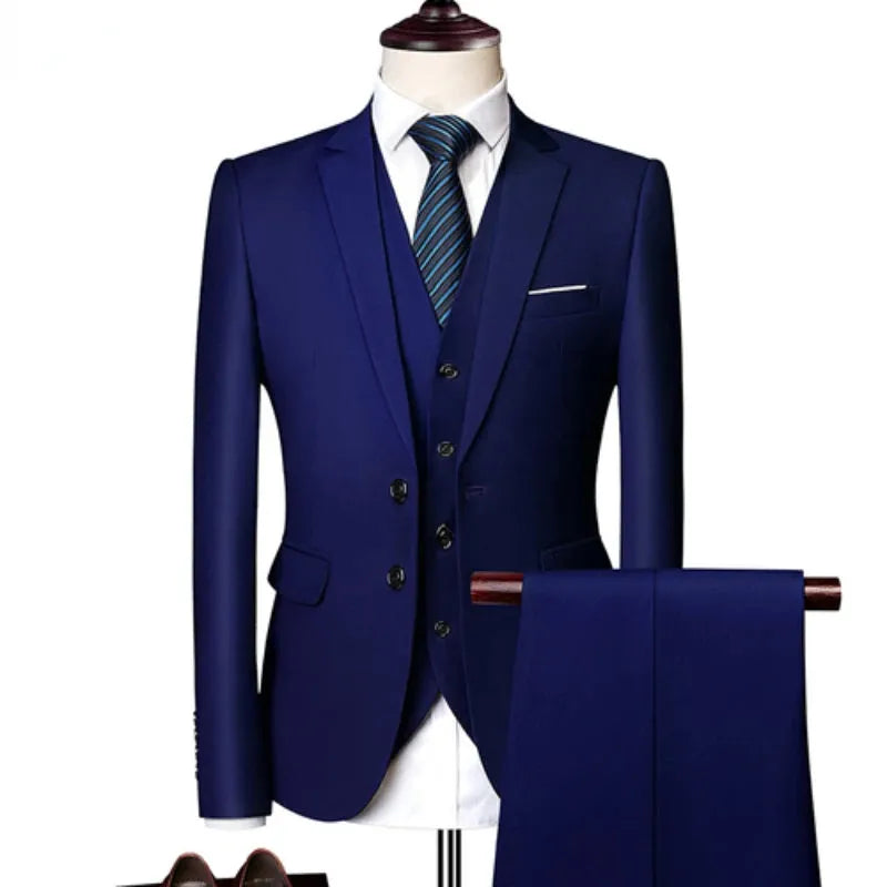 Suits For Men Wedding Blazers Set Elegant 3 Pieces Jackets Vest Pants Luxury Business Formal Full Coats 2023