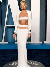 Women Summer Sexy Long Sleeve Cut Out Hollow White Maxi Long Two Piece Bandage Set 2022 Celebrity Evening Party Women's Set