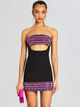 Women Celebrity Luxury Sexy Strapless Backless Pearl Cut Out Black Bodycon Bandage Dress Elegant Evening Club Party Outfit