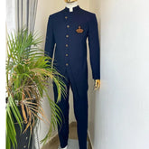 Safari Suits for Men with Stand Collar 2 Piece Triple Layer Formal Jacket Pants Custom Wedding Tuxedo African Groom Costume 2023