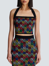 New Arrival Women Sexy Halter Backless 2 Pieces Bodycon Mini Dress Jacquared Off the Shoulder Celebrate Nightclub Party Outfit