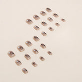 Y2K Girls Charm Manicure 24Pcs Short Square Press On Nails Star Printed Nude Color Wearable False Nails Extension faux ongles