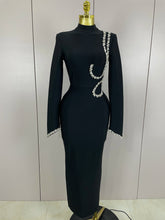 Sexy Long Sleeve Diamonds Maxi Long Bodycon Bandage Dress 2025 Women Celebrity Elegant Evening Party Luxury Birthday Dresses