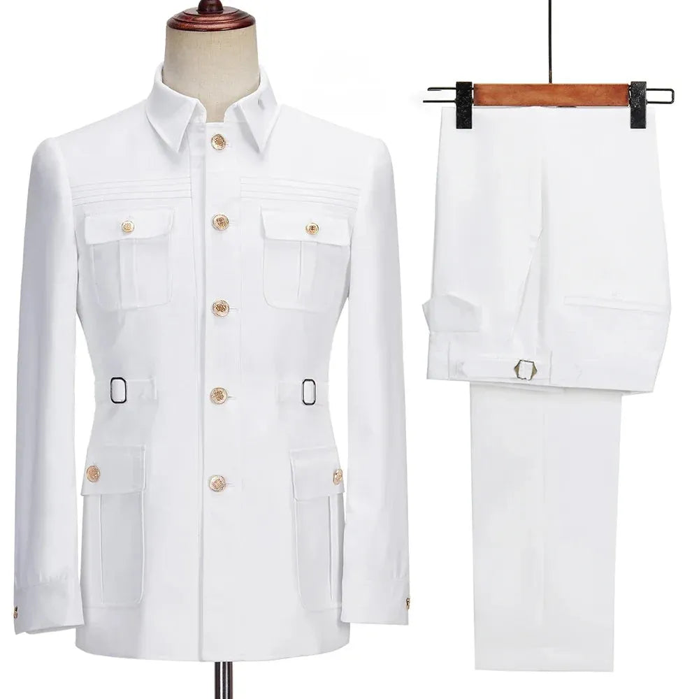 New Fashion Men Suits High Quality Stand Collar Single Breasted Male Casual Daily Wedding Two Piece Blazer Pants Set as picture5