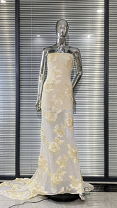 Top Quality Women Sexy Strapless Embroidery Floor-length Maxi Dress Celebrate Evening Party Prom Cocktail Outfit Wholesale