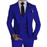Fashion New Men Leisure Boutique Business Solid Color Wedding Suit Coat Pants Vest 3 Pcs Set Dress Blazers Jacket Trousers