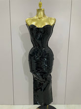 High Quality Black Shiny Sequin Sexy Chest Wrapped Dress 2025 New  Women Fashion Eveing Celebrate Birthday Party Stage Costume