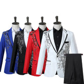 Elegant Appliqued Two-piece Men's Suit for Wedding Banquet Host Dance Prom Christmas Costume Men Blazer Chinese Style