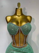 Women Sexy Nightclub Skirt Sets Strapless Diamonds Sequines Two Piece Sets Gogo Performance Outfit Evening Party Birthday Dress