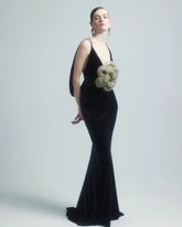 High Quality Women Sleeveless Sexy V-Neck Golden Florals Bodycon Long Dress Backless Vintage Evening Party Celebrate Dress