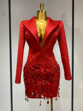 Luxury Rhinestone High Quality Deep V-Neck Slim Fit Red Suit Dress 2025 New Fashion Celebirty Elegant Evening Club Party Dresses