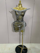 Stock Sexy Shinning Diamond Tassels Chain Strapless Tops Skirt 2 PCS Women Evening Party Celebrate Nightclub Performance Costume