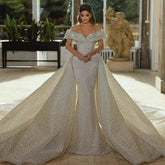 Luxury Women's Sexy One Shoulder Bridal Dresses High End Lace Sparkling Bead String Princess Wedding Gowns Formal Beach Party De