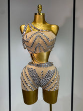 Luxury Diamonds Sexy Mesh Perspective Two Pieces Outfit Performance Dancer Singer Costume Nightclub Women's Set Birthday Wear